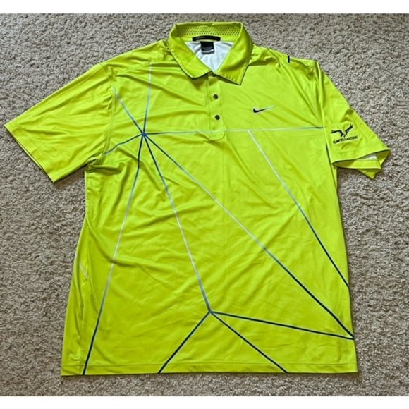 Nike Tiger Woods Collection Dri Fit Yellow Graphic Polo Golf Shirt Size Large - Picture 1 of 4